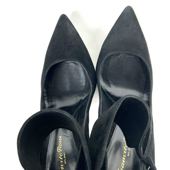GIANVITO ROSSI Size 8 Black Suede Ankle Strap Stiletto Pigalle Pump EU 38 Womens - Picture 5 of 12